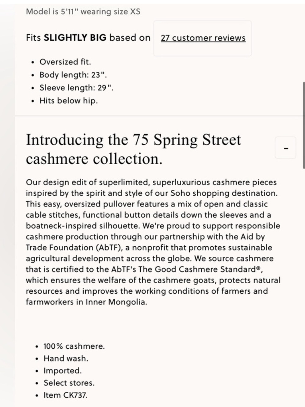 J. Crew Spring Street Cashmere Edit Relaxed Cable knit pullover sweater CK737 S - Picture 4 of 13